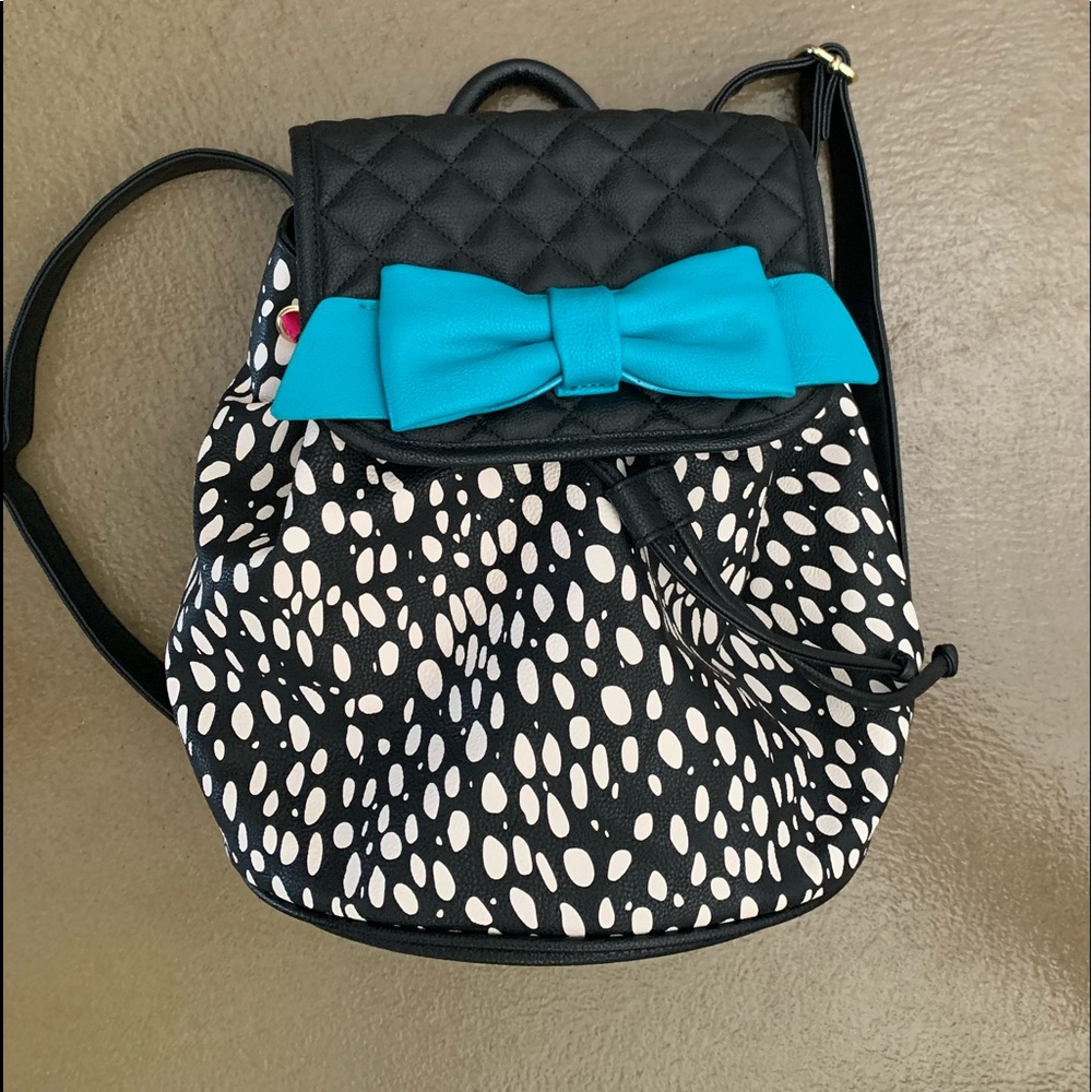 Betsey Johnson leather bag with teal bow